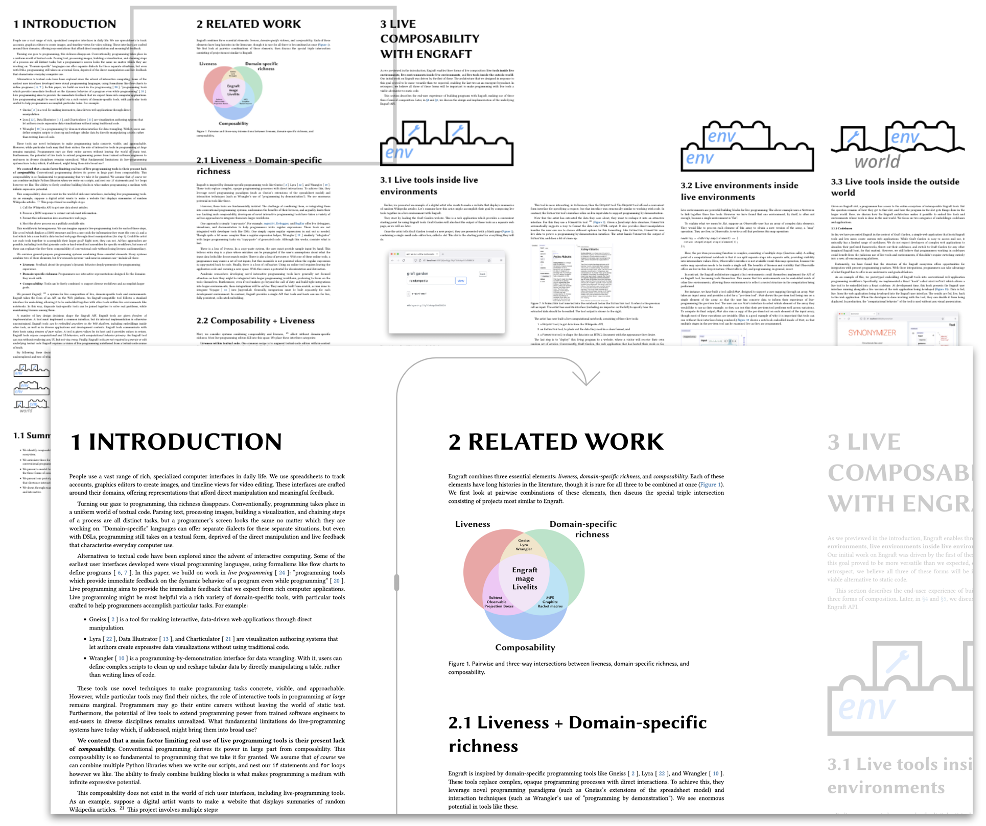 Zoomed out and zoomed in views of a paper reading interface.